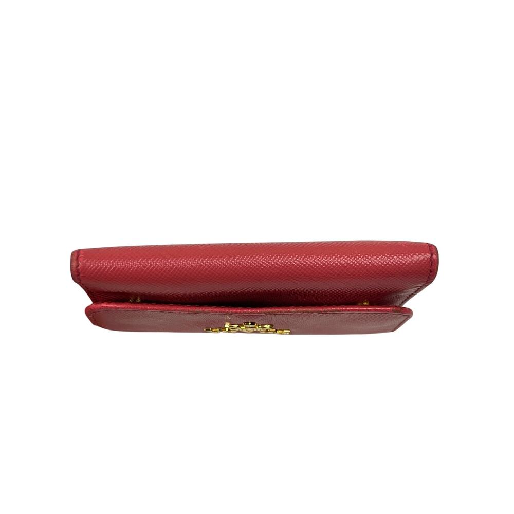 Prada Saffiano Leather 6 Key Holder Coral Pink Tamaris Gold Logo - Picture 13 of 15